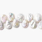 12x8-14x10mm Petal Pinkish White Pear Blister Freshwater Pearls 15 inch 60 pieces - The Bead Traders