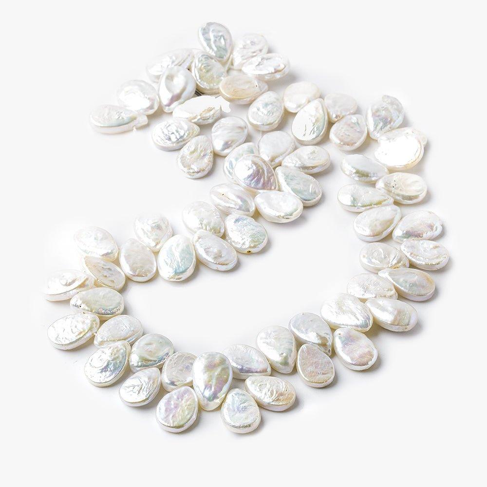 12x8-14x10mm White Pear Blister Freshwater Pearls 15 inch 60 pieces - The Bead Traders