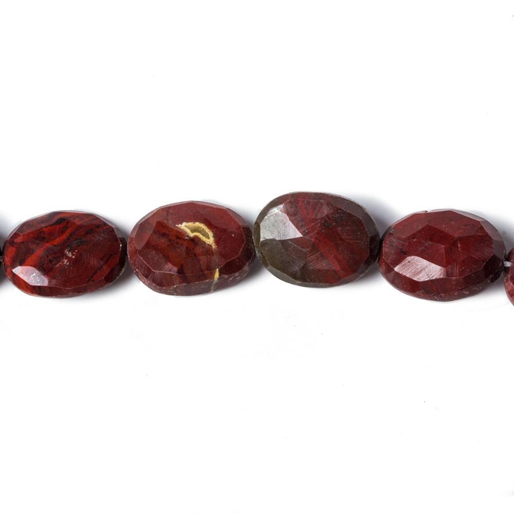 12x8-15x8mm Red Jasper straight drilled faceted oval beads 13 inch 23 pieces - The Bead Traders
