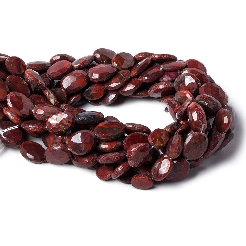 12x8-15x8mm Red Jasper straight drilled faceted oval beads 13 inch 23 pieces - The Bead Traders