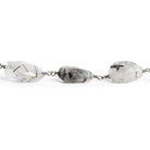 12x8-17x10mm Black Tourmalinated Quartz faceted nugget Black Gold plated Chain by the Foot 14 pieces - The Bead Traders