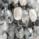 12x8-17x10mm Black Tourmalinated Quartz faceted nugget Black Gold plated Chain by the Foot 14 pieces - The Bead Traders