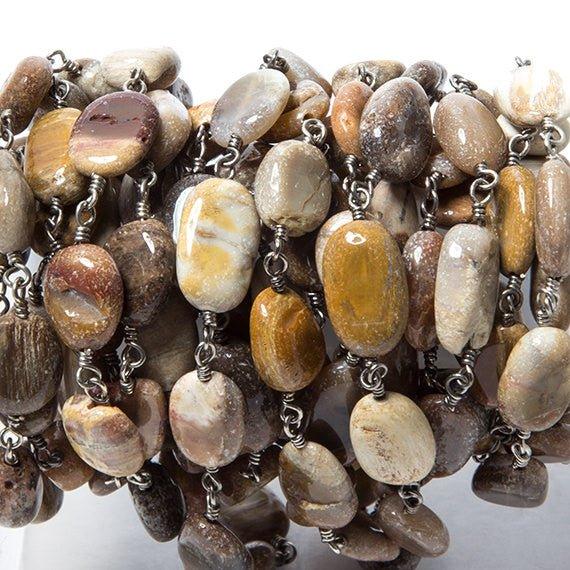 12x8mm Autumn Dendritic Agate nugget Black Gold plated Chain by the foot - The Bead Traders