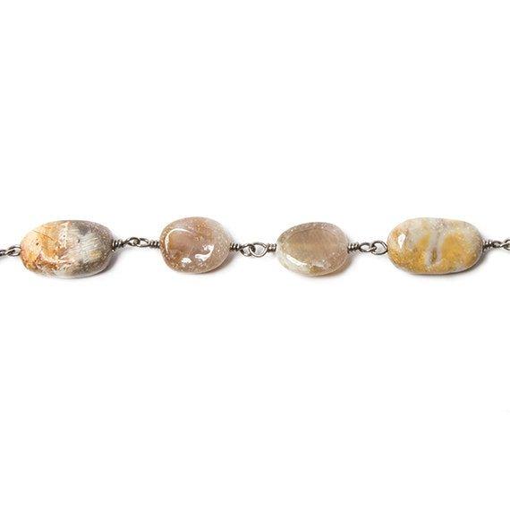 12x8mm Autumn Dendritic Agate nugget Black Gold plated Chain by the foot - The Bead Traders