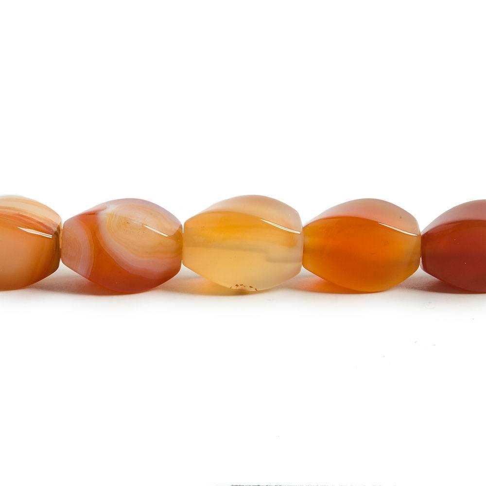 12x8mm Carnelian Agate Rectangle Twist Beads 15.5 inch 33 pieces - The Bead Traders