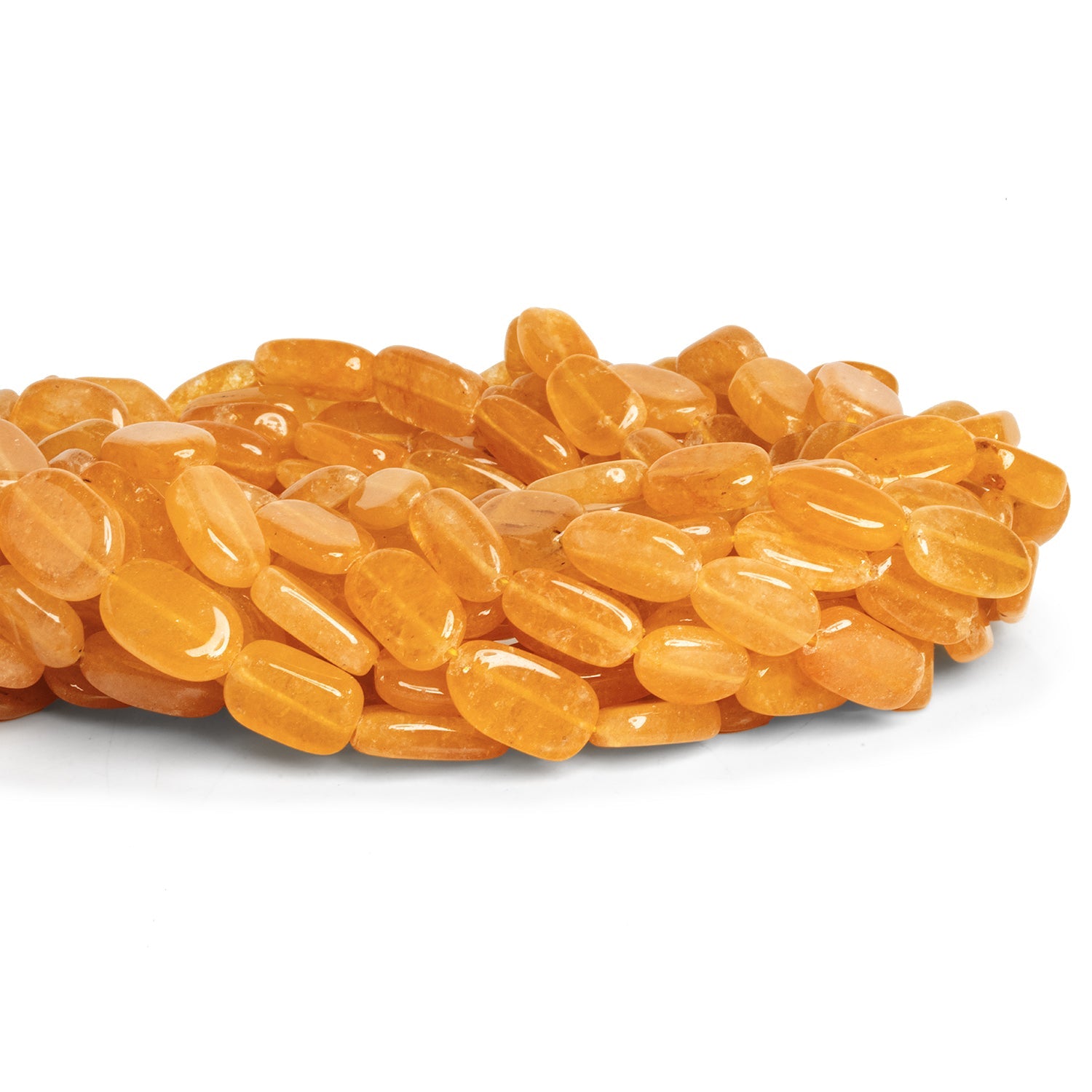 12x8mm Dark Yellow Aventurine Plain Ovals 14 inch 26 beads - The Bead Traders