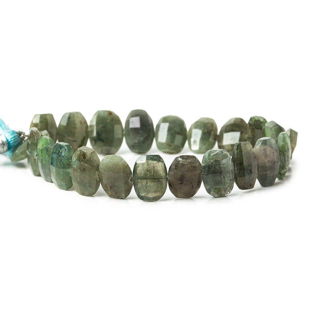 12x9-13x9mm Moss Aquamarine side drilled faceted oval cushions 7.5 inch 20 beads - The Bead Traders