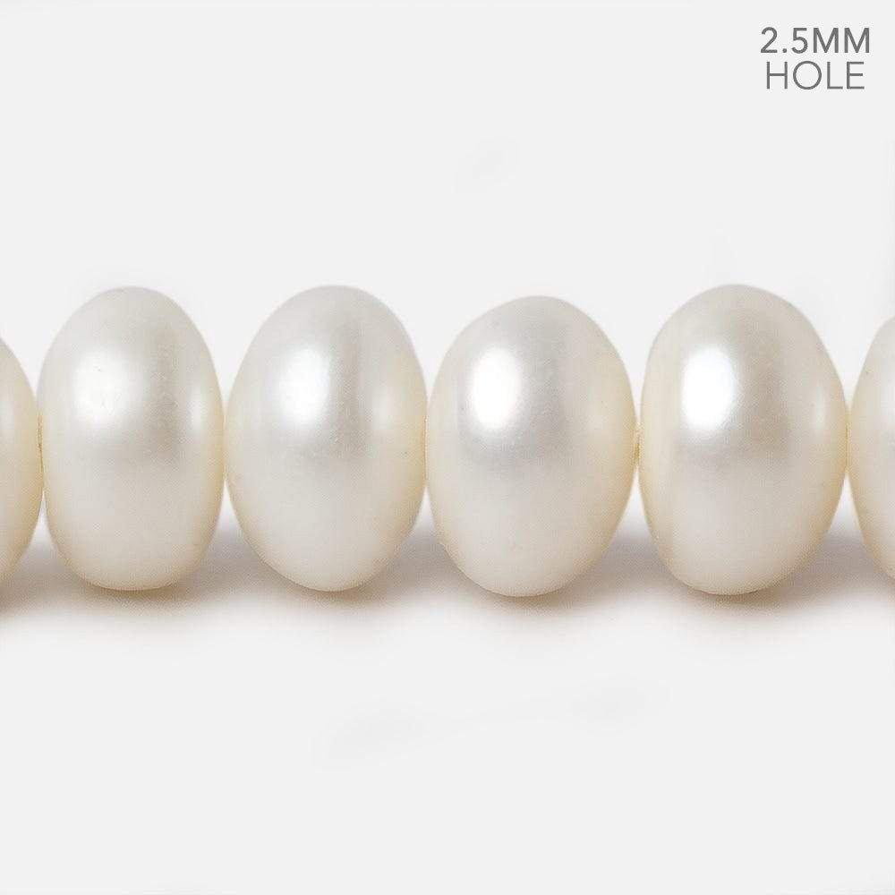 12x9-13x9mm White Button Large Hole pearls 8 inch 24 pieces - The Bead Traders