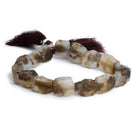 12x9-14x10mm Sepia Brown Agate Tumbled Hammer Faceted rectangle 8 inch 15 pcs - The Bead Traders