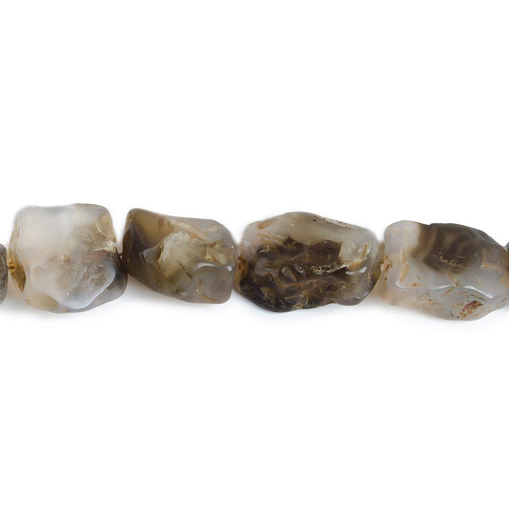 12x9-14x10mm Sepia Brown Agate Tumbled Hammer Faceted rectangle 8 inch 15 pcs - The Bead Traders