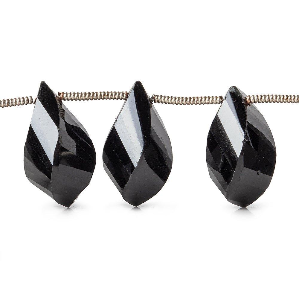 12x9.5-16x8mm Black Spinel Barrel Faceted Twists 7.5 inch 15 beads - The Bead Traders