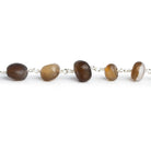 12x9mm Brown Agate Plain Nugget Silver Chain 18 beads - The Bead Traders