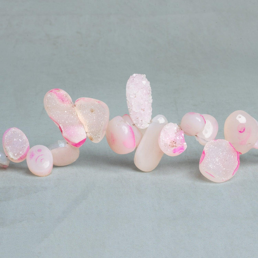 12x9mm Pink Drusy Nuggets 6.5 inch 28 beads - The Bead Traders