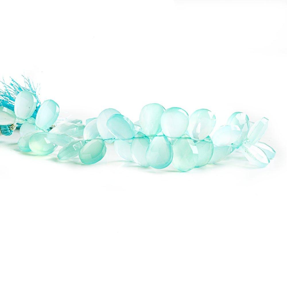 12x9mm Seafoam Blue Chalcedony faceted pears 8 inch 45 beads - The Bead Traders
