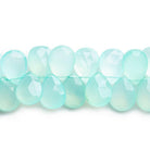 12x9mm Seafoam Blue Chalcedony faceted pears 8 inch 45 beads - The Bead Traders