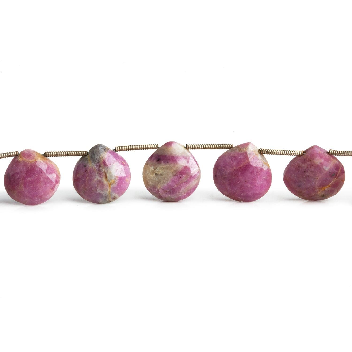 13-14mm Ruby in Marble Hearts 8.5 inch 14 beads - The Bead Traders