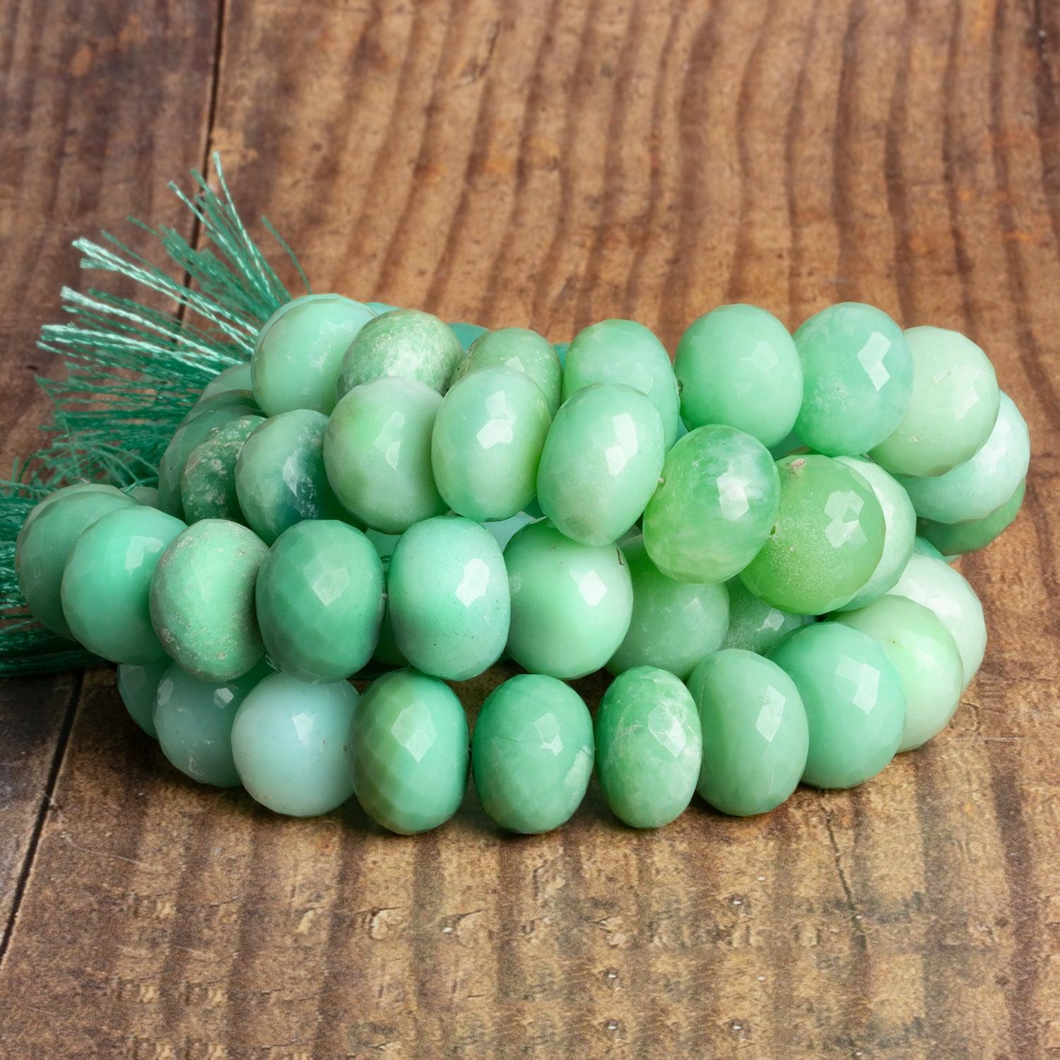 13-15mm Chrysoprase Faceted Rondelles 15 inch 35 beads - The Bead Traders