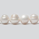 13-15mm White Ringed Baroque Side Drilled Freshwater Pearls 14.5 in 28 pcs - The Bead Traders