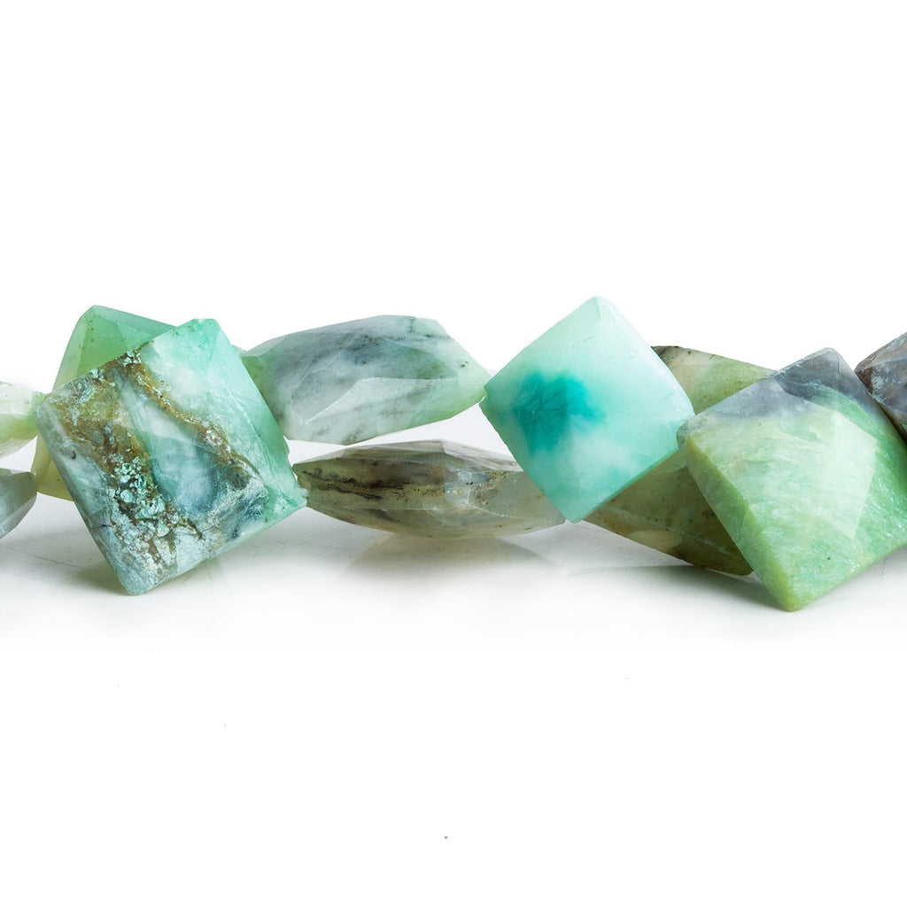 13-16mm Blue Peruvian Opal Squares 16 inch 20 beads - The Bead Traders