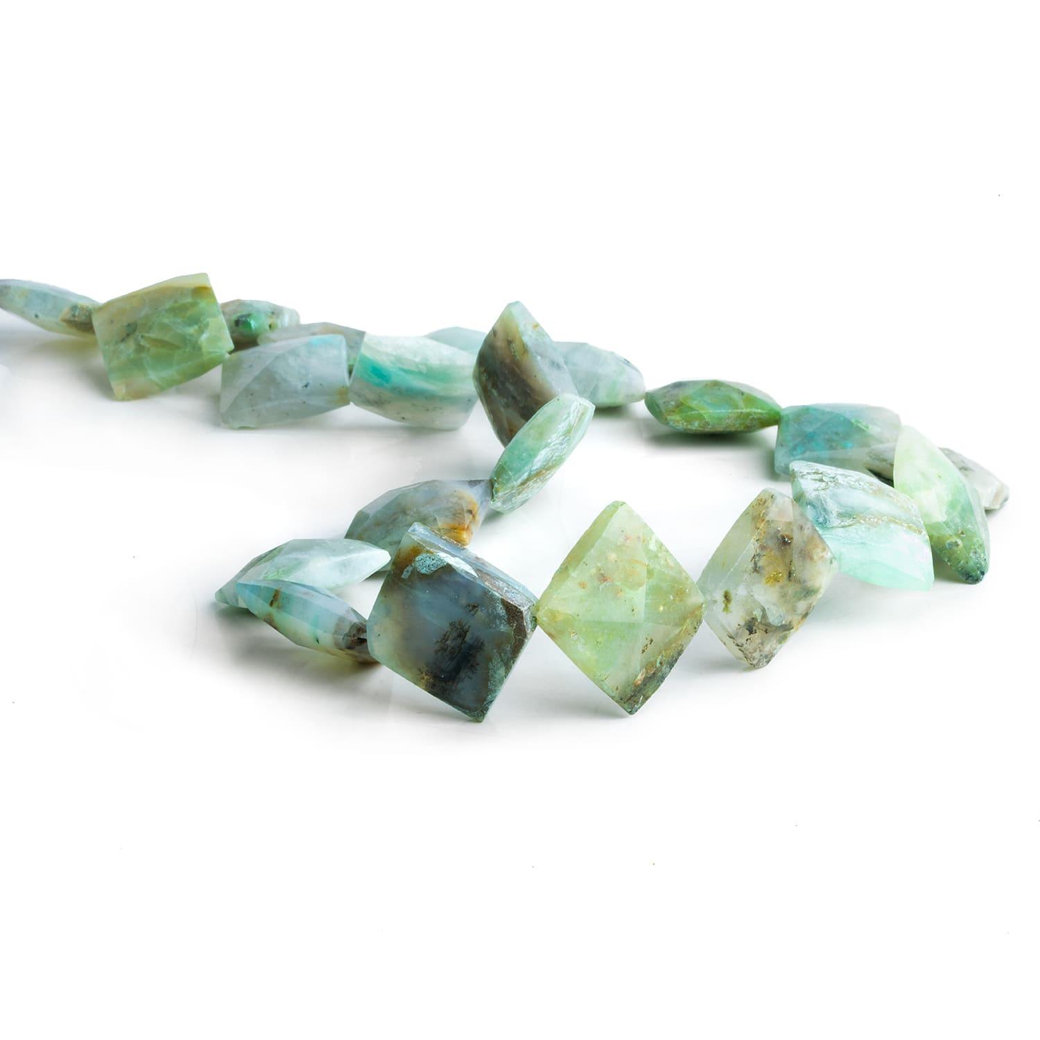 13-16mm Blue Peruvian Opal Squares 16 inch 20 beads - The Bead Traders