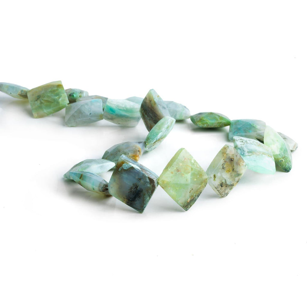 13-16mm Blue Peruvian Opal Squares 16 inch 20 beads - The Bead Traders