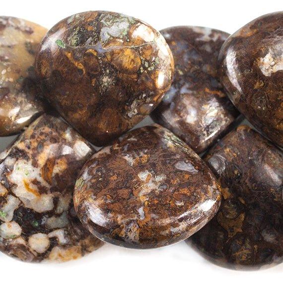 13 - 16mm Brown and Blue Brecciated Jasper Plain Heart Beads 8 inch 33 beads - The Bead Traders