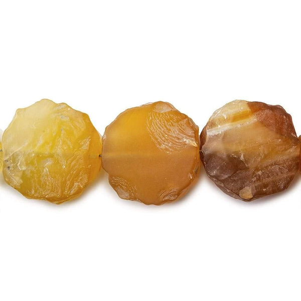 13-16mm Buttery Yellow Agate Beads Hammer Faceted Coins 8 inch 14 pcs