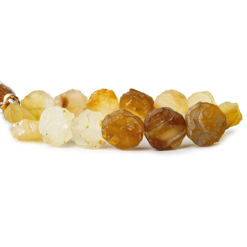 13-16mm Buttery Yellow Agate Beads Hammer Faceted Coins 8 inch 14 pcs - The Bead Traders