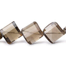 13-16mm Smoky Quartz Barrel Faceted Square Beads 8 inch 12 pieces - The Bead Traders