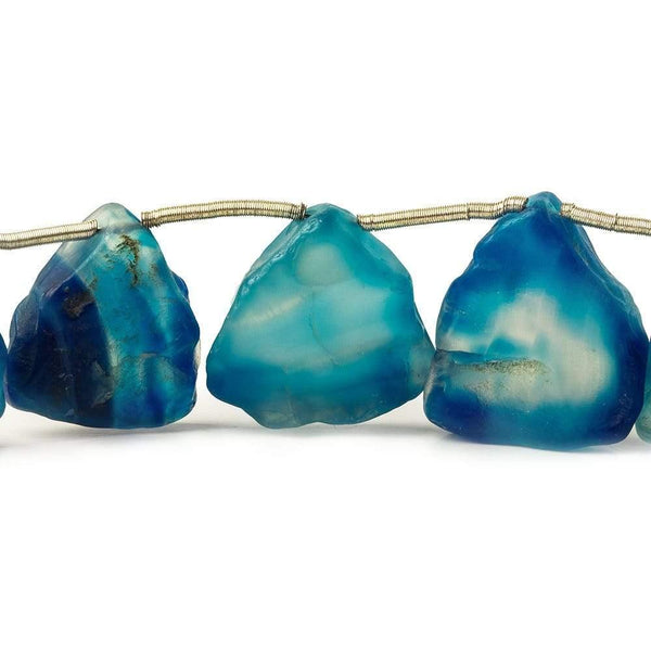 13-18mm Nautical Blue Agate Beads Tumbled Hammer Faceted Trillion 8 inch 11 pcs