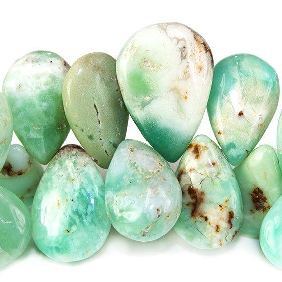 13-20mm Chrysoprase & Matrix plain pear Beads 8.5 inch 44 pieces - The Bead Traders