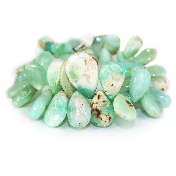 13-20mm Chrysoprase & Matrix plain pear Beads 8.5 inch 44 pieces - The Bead Traders