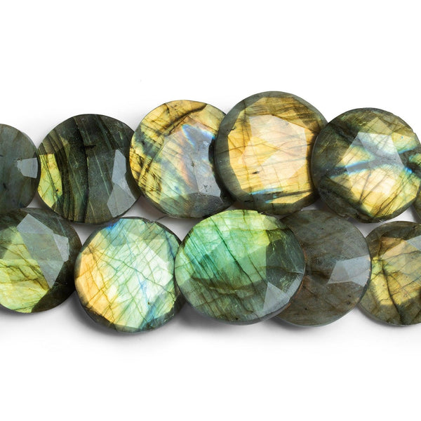 13-31mm Labradorite Faceted Coins 8 inch 20 beads AA Grade
