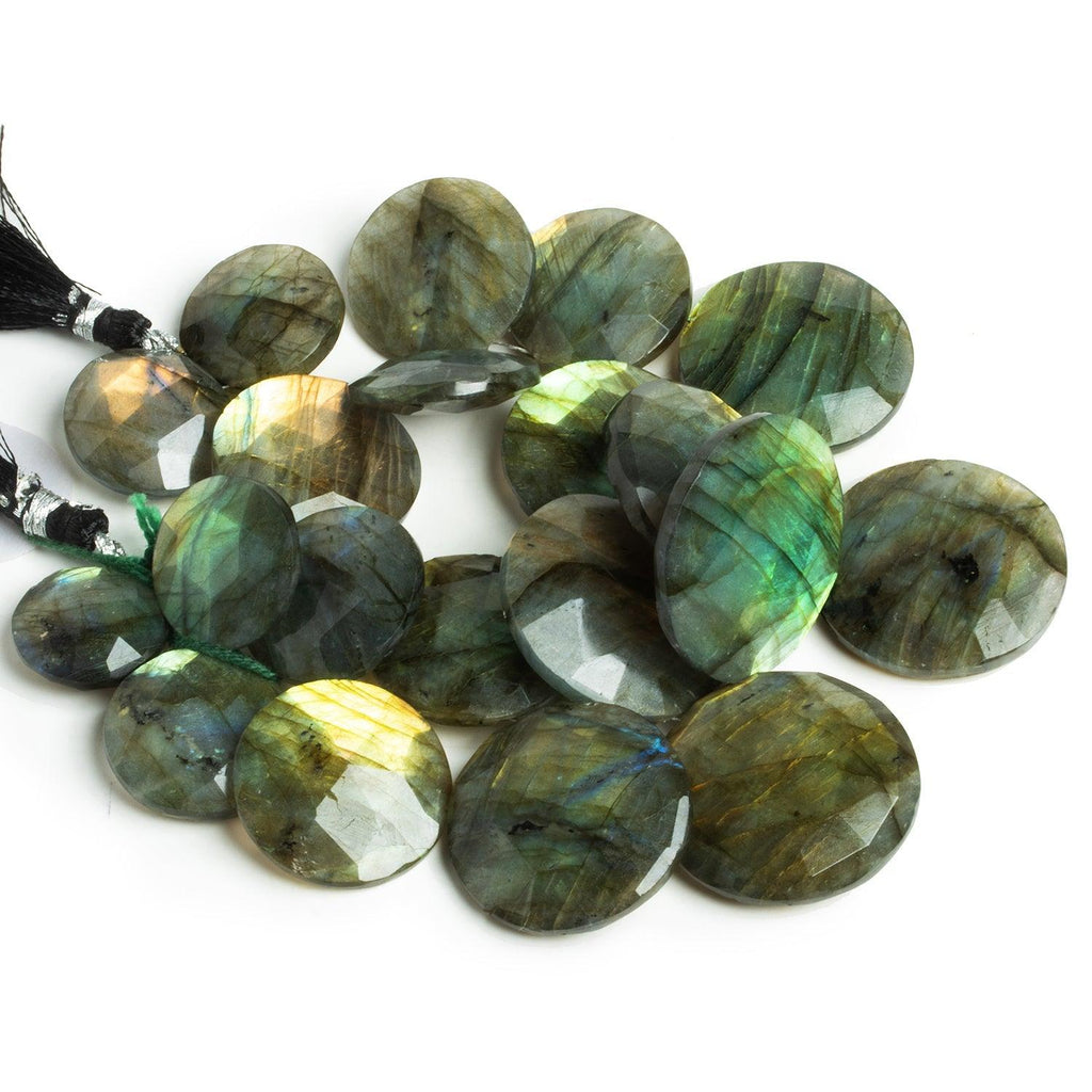 13-31mm Labradorite Faceted Coins 8 inch 20 beads AA Grade - The Bead Traders
