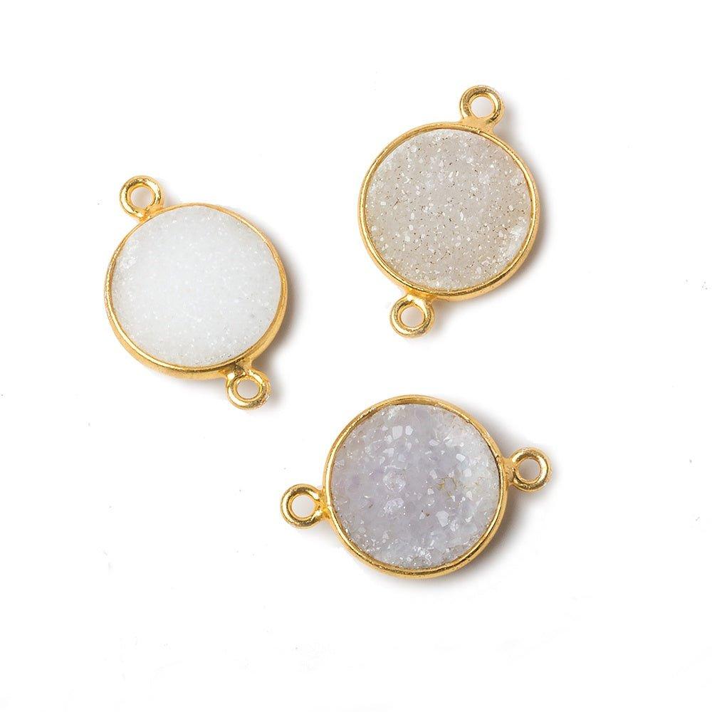 13.5mm Vermeil Bezel White Drusy Coin Pendant 1 piece - The Bead Traders