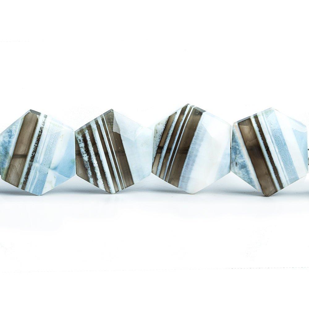13mm-15mm Denim Blue Opal Faceted Hexagon Beads 7.5 inch 12 pieces - The Bead Traders