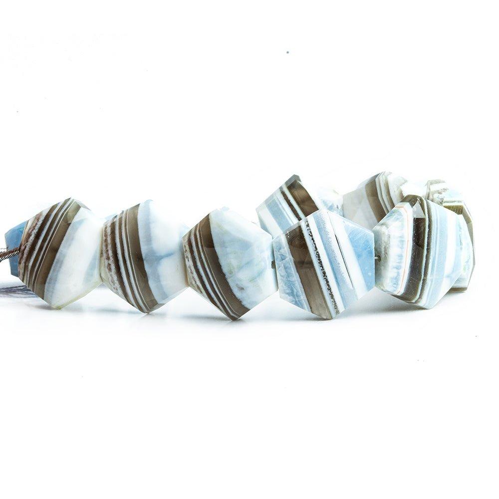 13mm-15mm Denim Blue Opal Faceted Hexagon Beads 7.5 inch 12 pieces - The Bead Traders