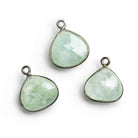 13mm Black Gold Bezeled Aquamarine Heart Pendant 1 Piece - The Bead Traders