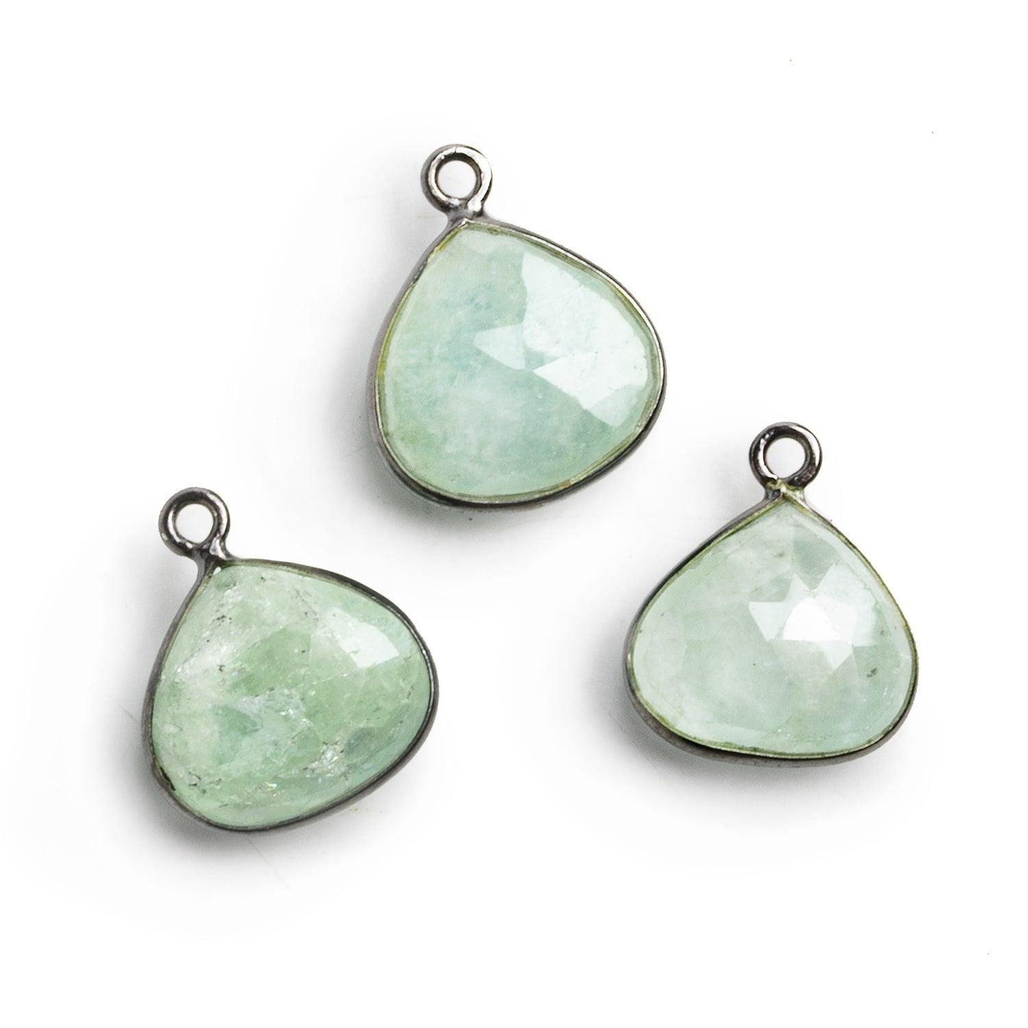 13mm Black Gold Bezeled Aquamarine Heart Pendant 1 Piece - The Bead Traders