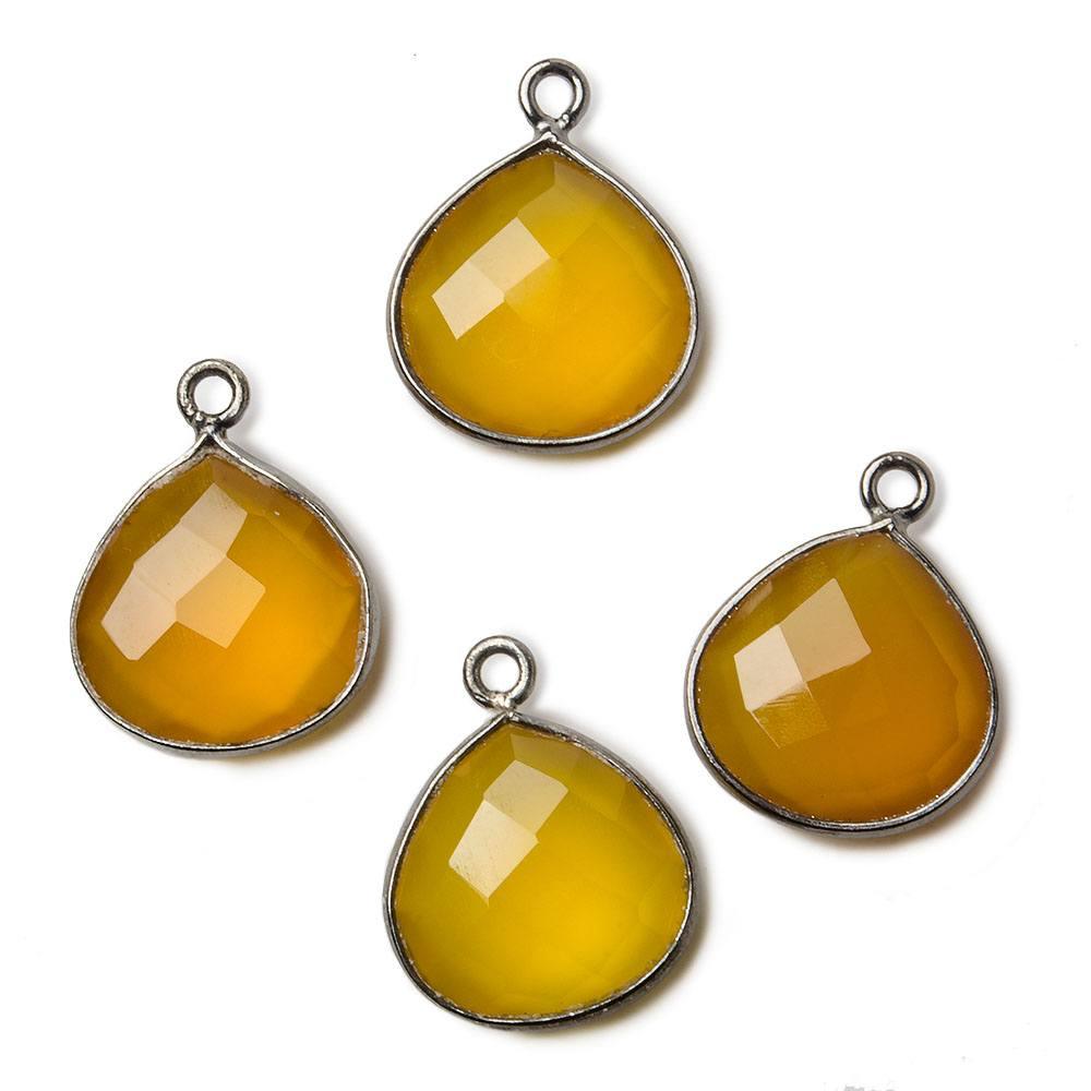13mm Black Gold plated Silver Bezel Butterscotch Yellow Chalcedony faceted heart Pendant 1 piece - The Bead Traders