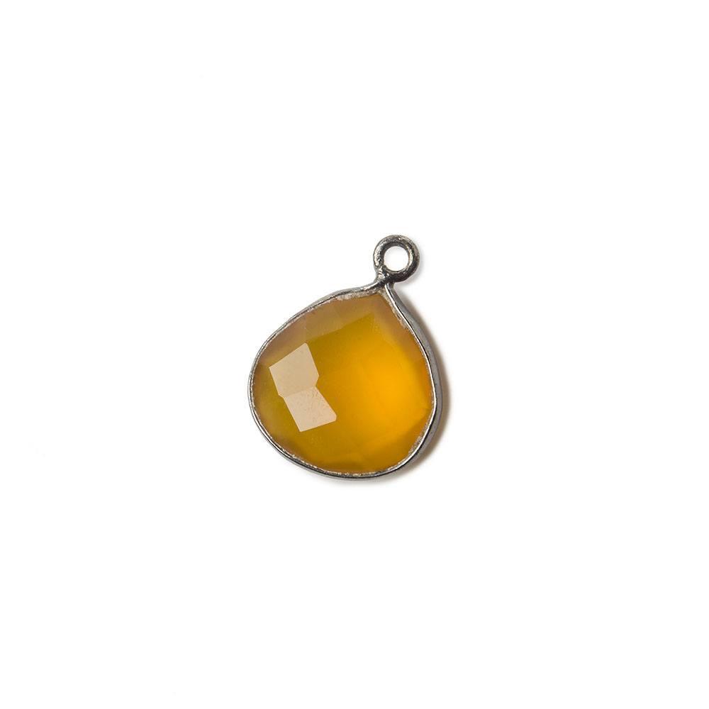 13mm Black Gold plated Silver Bezel Butterscotch Yellow Chalcedony faceted heart Pendant 1 piece - The Bead Traders
