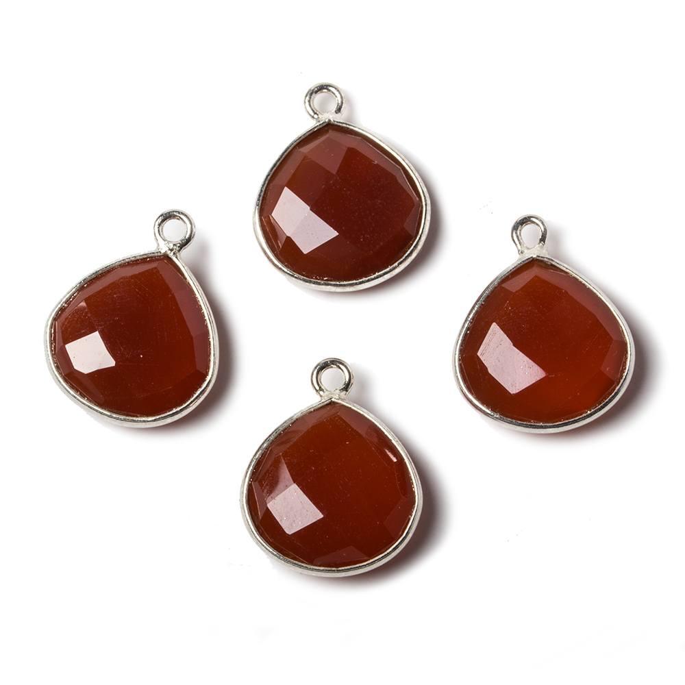 13mm Carnelian Heart .925 Silver Bezel Pendant 1 ring charm, 1 piece - The Bead Traders
