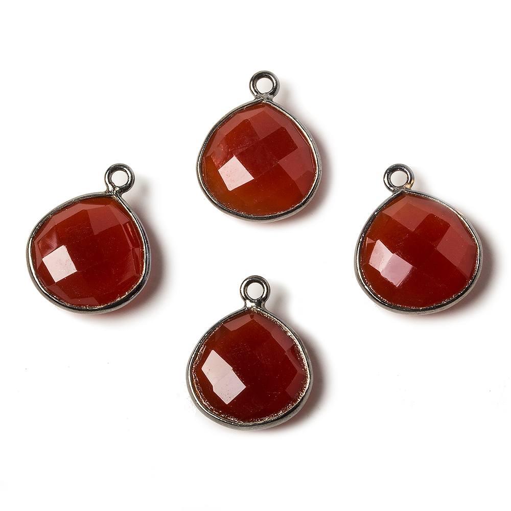 13mm Carnelian Heart Oxidized Silver Bezel Pendant 1 ring charm, 1 piece - The Bead Traders