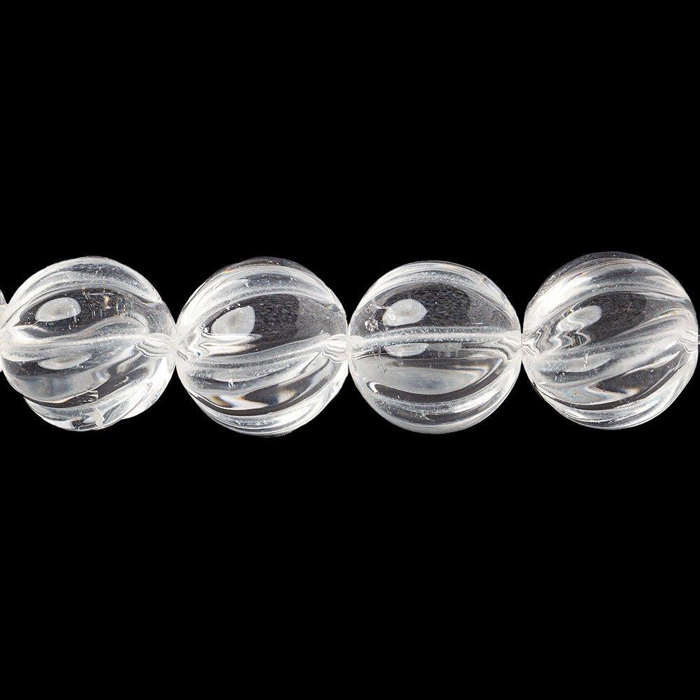 13mm Colorless HydroQuartz Twist Rounds 16 inch 29 beads - The Bead Traders