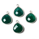 13mm Green Chalcedony Heart .925 Silver Bezel Pendant 1 ring charm, 1 piece - The Bead Traders