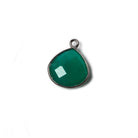 13mm Green Chalcedony Heart Oxidized Silver Bezel Pendant 1 ring charm, 1 piece - The Bead Traders