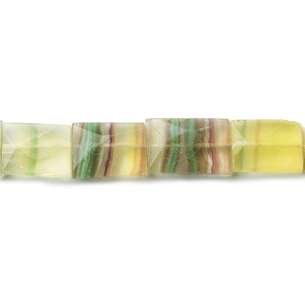 13mm Multi Color Fluorite Faceted Rectangle Beads, 15 inch - The Bead Traders