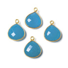 13mm Santorini Blue Chalcedony Heart Vermeil Bezel Pendant - The Bead Traders