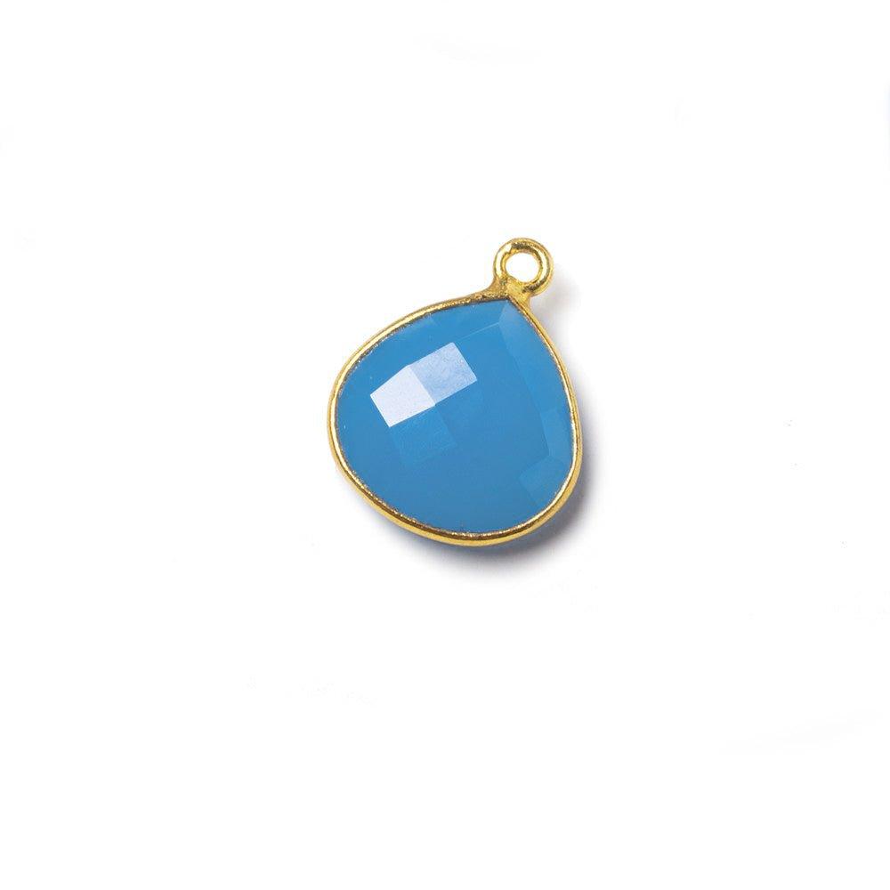 13mm Santorini Blue Chalcedony Heart Vermeil Bezel Pendant - The Bead Traders