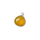 13mm Silver .925 Bezel Butterscotch Yellow Chalcedony faceted heart Pendant 1 piece - The Bead Traders